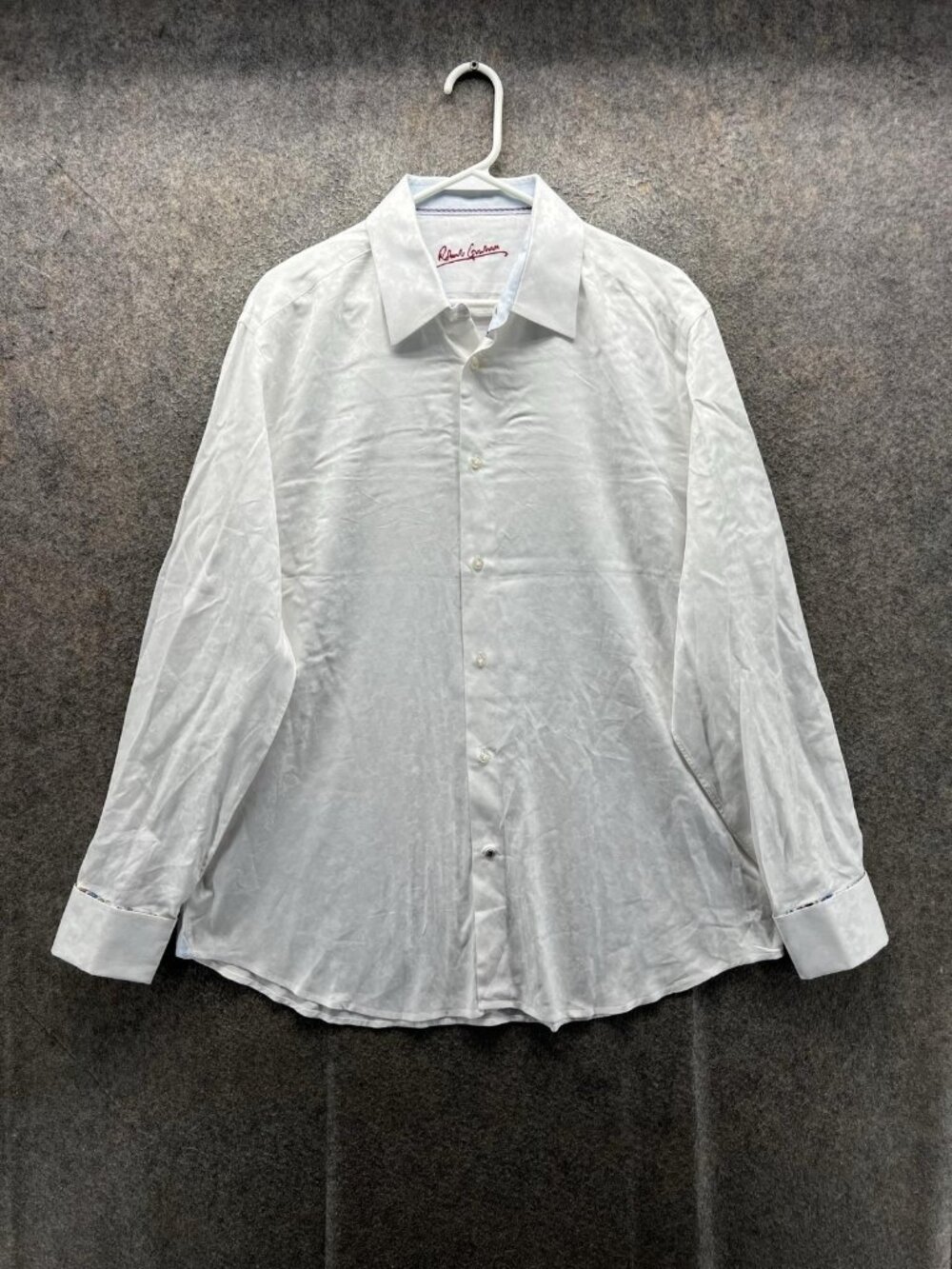 Robert Graham Dress Shirt Mens 43 17 White Floral Cotton Classic Fit Long Sleeve